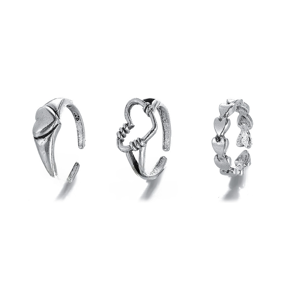 new metal joint ring wholesale creative retro simple love ring set 3 pieces_voghion.com