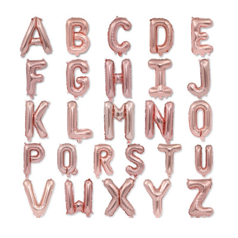16寸美版小字母铝箔气球金色银色玫瑰金A-Z英文字母生日婚庆