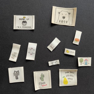 Cloth label cartoon cotton handmade printing bear animal small flower plant printing DIY sewing clothing accessories cloth sticker