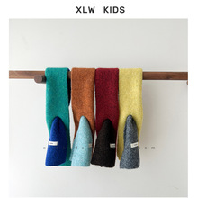 ins风儿童双色简约拼色围巾男女童保暖复古百搭围巾宝宝插款围脖