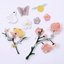 兔子月亮刺绣布贴批发可爱卡通星月兔补丁贴古风刺绣自粘胶批发