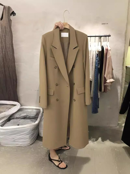 Autumn demi-season long classic suit jacket