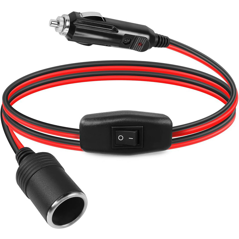 车载点烟器线车充线美式点烟器母座线点烟器母座带开关延长线