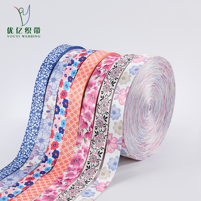 Cinta de poliéster impresa digitalmente de 3.8 cm disponible en stock, estilo bohemio, estilo étnico, impresión de doble cara. image 3