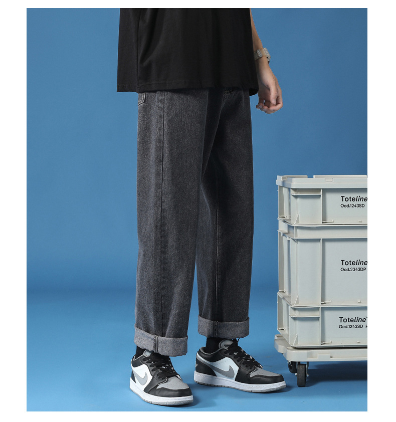 Jeans para hombres 2023 Nuevos pantalones casuales rectos sueltos Pantalones anchos pantalones cortos delgados de otoño para hombres