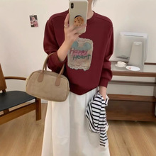 东南亚爆款圆领短款卫衣女2024秋冬季新款卡通可爱薄款长袖上衣服