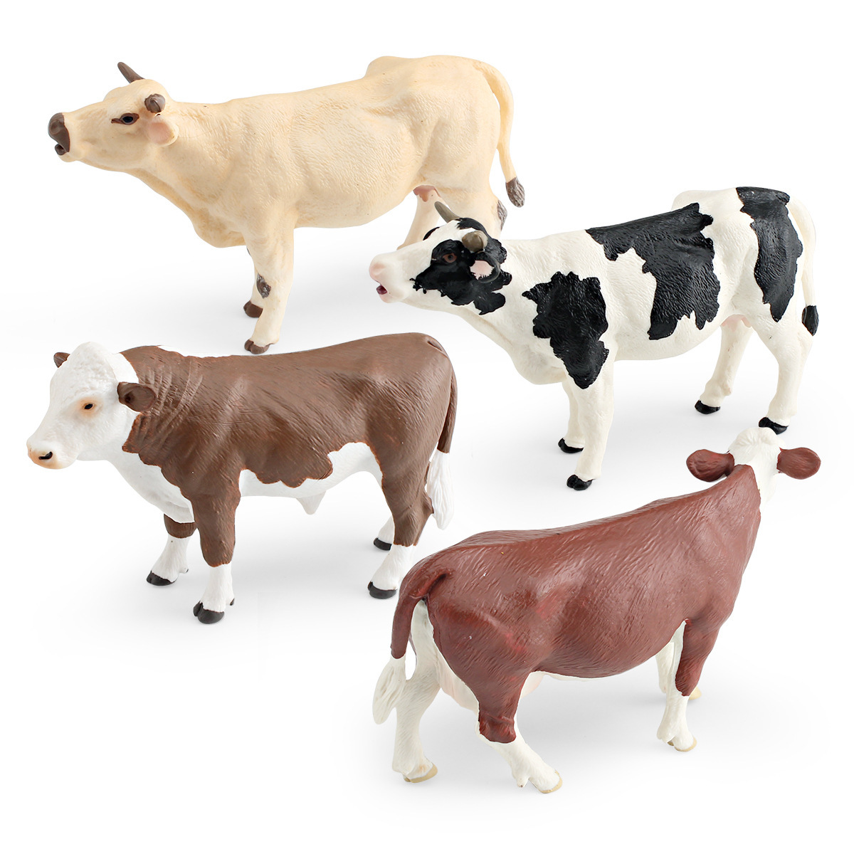 Children's Cognitive Simulation Farm Animal Cow Model Fleece Herd Bull Charolais Cattle Ranch Decorative Ornament