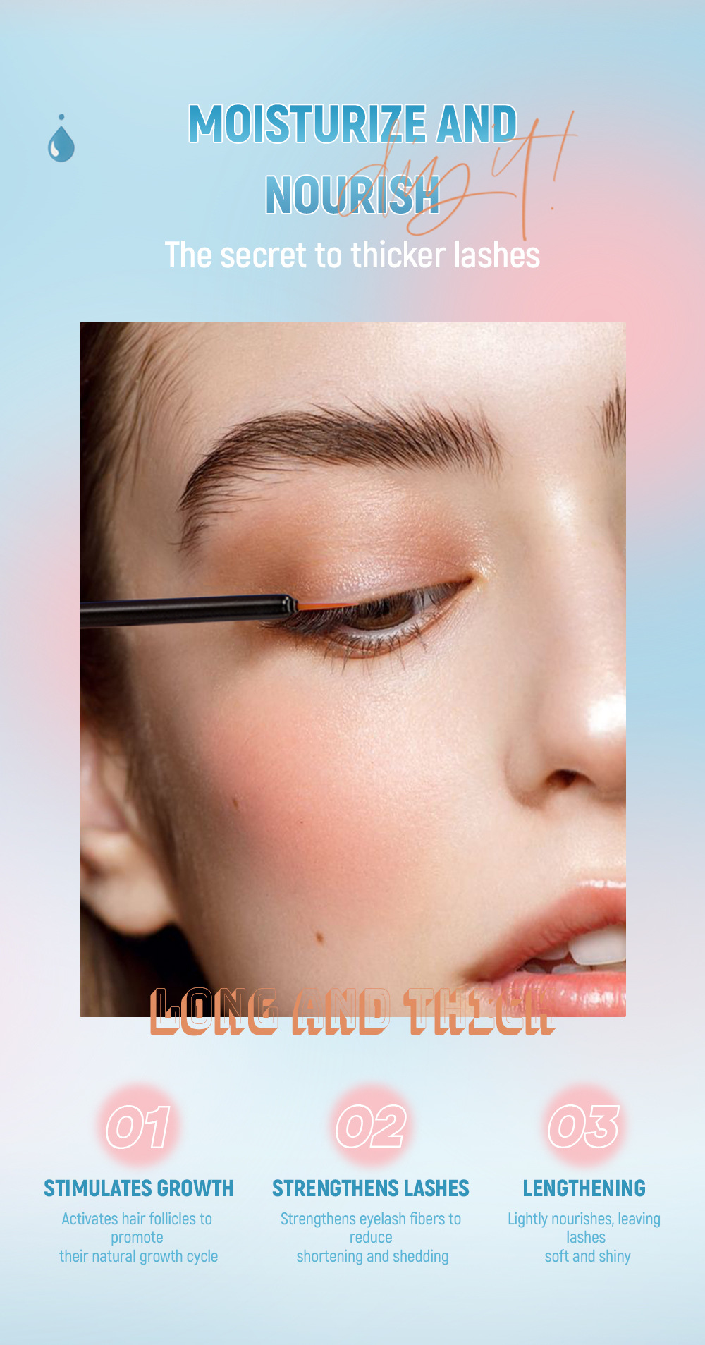 QIBEST Cross-border Best-selling Natural Slimming, Thickening, Curling eyelash and Eyebrow Care Liquid Makeup Specification drawing