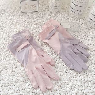Ice Silk Sun Protection Gloves for Women in Summer, Anti-Uv, Cycling, Electric Vehicle Driving, Thin, Non-Slip, Breathable, Outdoor Sports