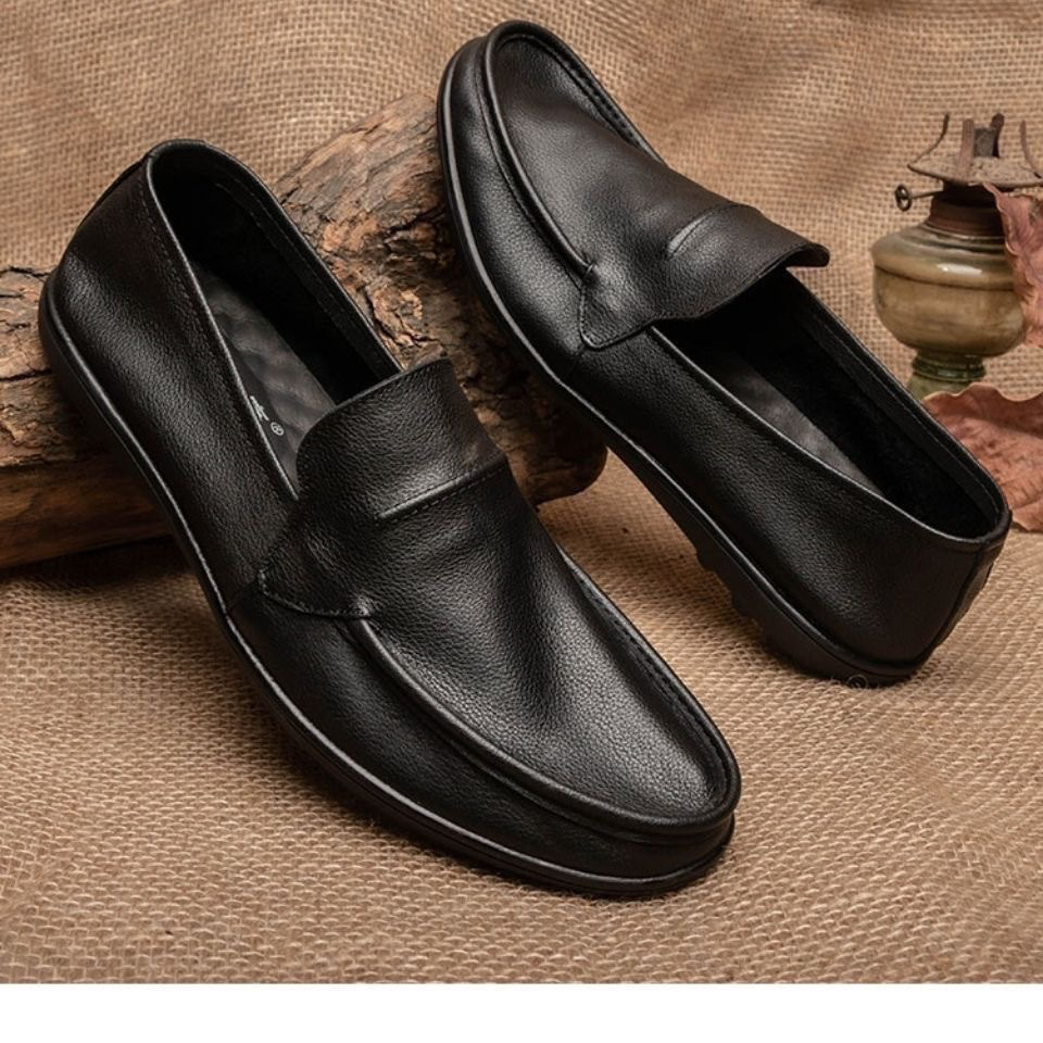 Factory Direct Sales Men's Casual Leather Shoes, Summer Comfortable Leather Shoes, Genuine Leather Driving Shoes, Non-Slip Soft Leather Soft-Soled Men's Loafers