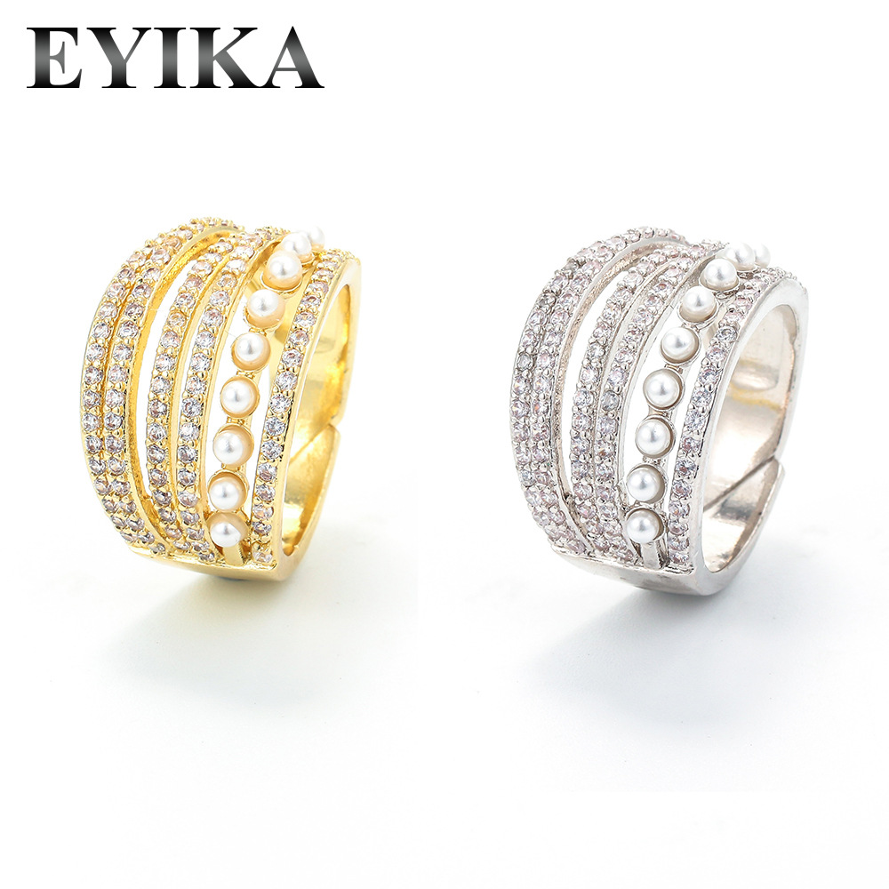 6g Weight Zircon Inlay Material Retro Micro Inlaid Double-layer Copper Ring
