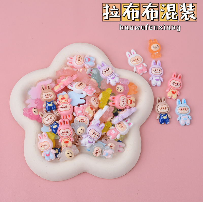 Labubu Blind Bag Small Ornaments DIY Resin Accessories Labubu Mobile Phone Case Keychain Refrigerator Magnet Shoe Buckle Accessories