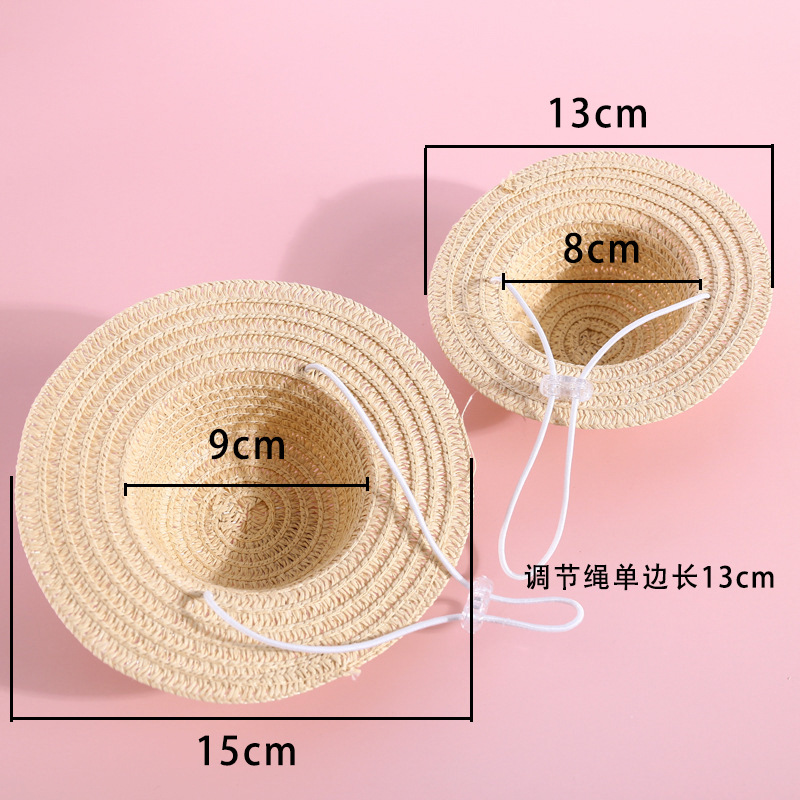 Gato del animal doméstico señora sombrero de paja perla arco tejido sombrilla conejo perro salida accesorios fotografía tocado accesorios