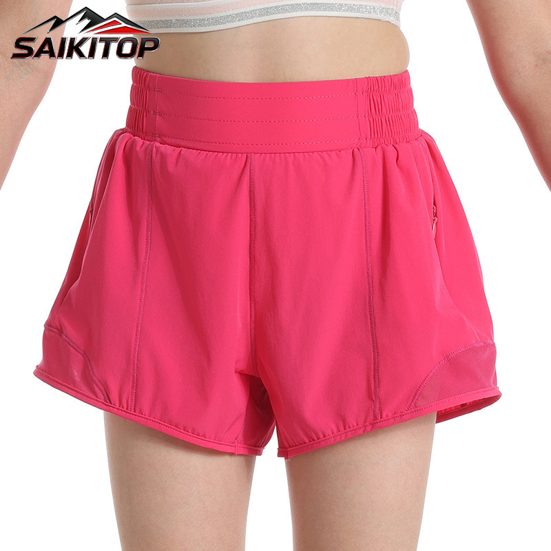 Women's 2-in-1 Sports Shorts, Quick-Dry, Breathable, Faux Two-Piece Yoga Fitness Anti-Exposure Marathon Running Shorts