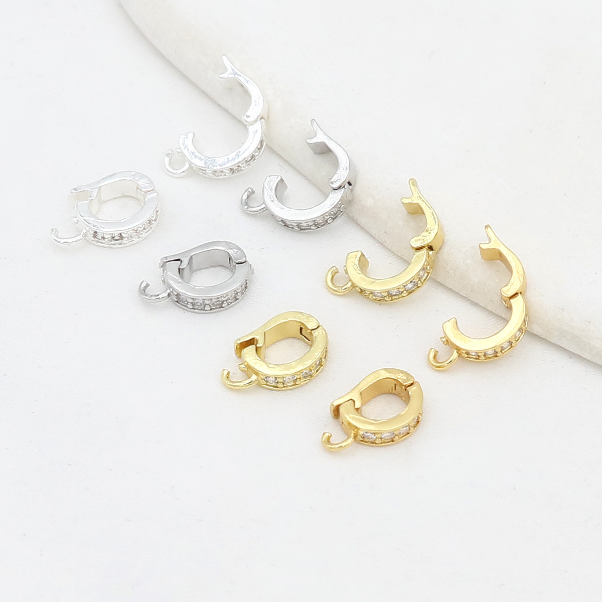 18K Real Gold Color-Preserving Openable Pendant Clasp DIY Necklace Bracelet Charm Micro-Inlaid Connector Pearl Material B71
