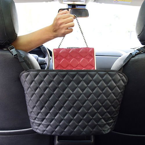 Car seat storage net pocket car multi-function bag pocket storage storage hanging bag car supplies rhombus style