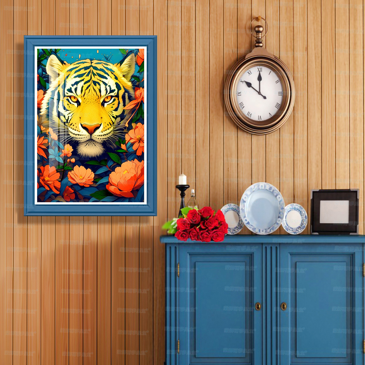Mona Lisa real tigre de bordado cruzado nuevo animal lindo estilo moderno minimalista pintura decorativa bordada a mano image 3