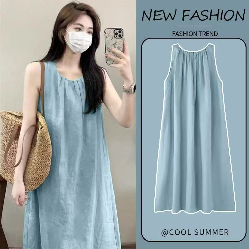 Nightgown with Breast Pads for Women, Summer Style, French Princess Style, Sweet and Sexy Nightgown, Mid-Length Dress for Girls