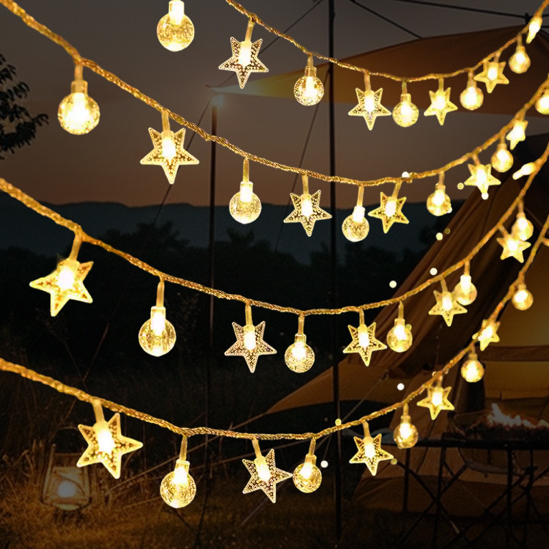 Led star string lights battery outdoor camping solar decorative lights room decoration small lights Christmas lights