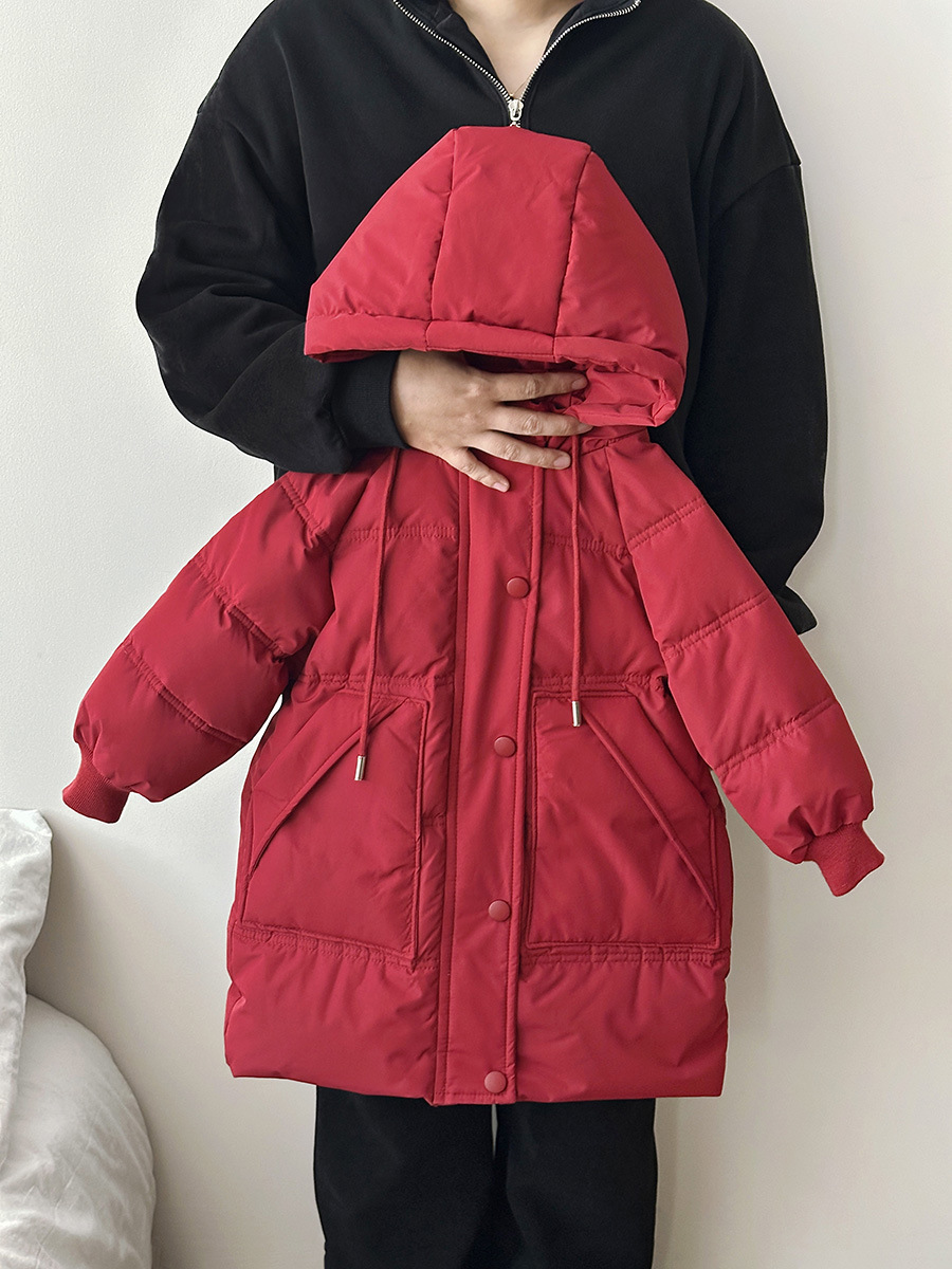 Chaqueta de plumón para niños de longitud media, gruesa, para otoño e invierno, estilo de ropa de trabajo a la moda, ropa infantil de plumón de pato blanco, abrigo cálido de invierno para bebés.