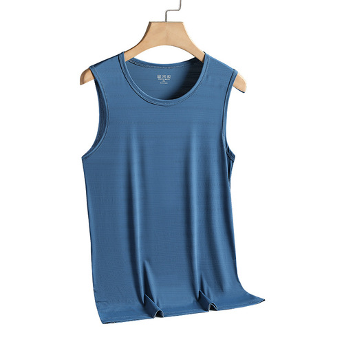 Summer Ultra-lightweight Breathable Moisture-wicking Exercise Shirt Running Fitness Sleeveless T-shirt Ice Silk Elastic Large Men's Backless Top