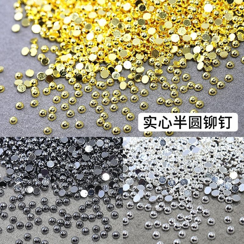 Wholesale Metal Semi-Circle Rivets Nail Art Jewelry Flats Bottom Solid Hemisphere Steel Beads Gold Silver Nail Accessories Wholesale Metal Semi-Circle Rivets Nail Art Jewelry Flats Bottom Solid Hemisphere Steel Beads Gold Silver Nail Accessories