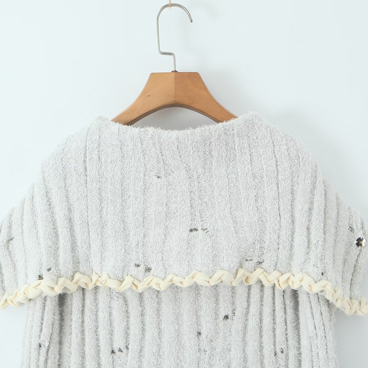 Autumn Two Color Handmade Rope Large Collared Sweater Rope Knitted Overskirt Sets