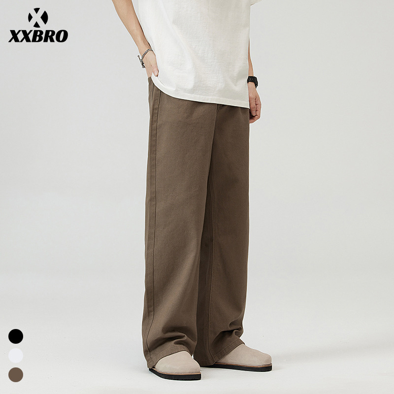 Muxi Clothing # 2026 Spring/Summer Minimalist Coffee Color Jeans for Men High Street Trend Versatile Loose Straight Wide-Leg Pants
