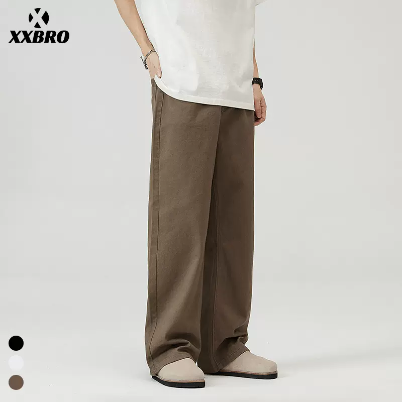 xxbro男装#2025秋季新款极简咖色牛仔裤男潮流百搭宽松直筒阔腿裤