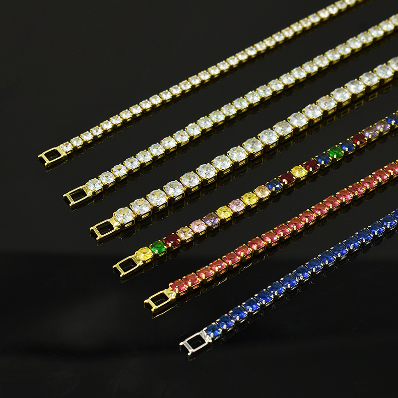 10g Weight Zircon Inlay Material Tennis Bracelet Classification Copper Chain Material Tennis Chain Chain Type 1 Piece Quantity Daily Occasion Copper Material Geometric Pattern All Seasons Season Unisex Gender Inlay Design Hip-Hop, Shiny Style Wholesale Jewelry Hip-Hop Shiny Geometric Copper Zircon Inlay Tennis Bracelet Tennis Chain 5