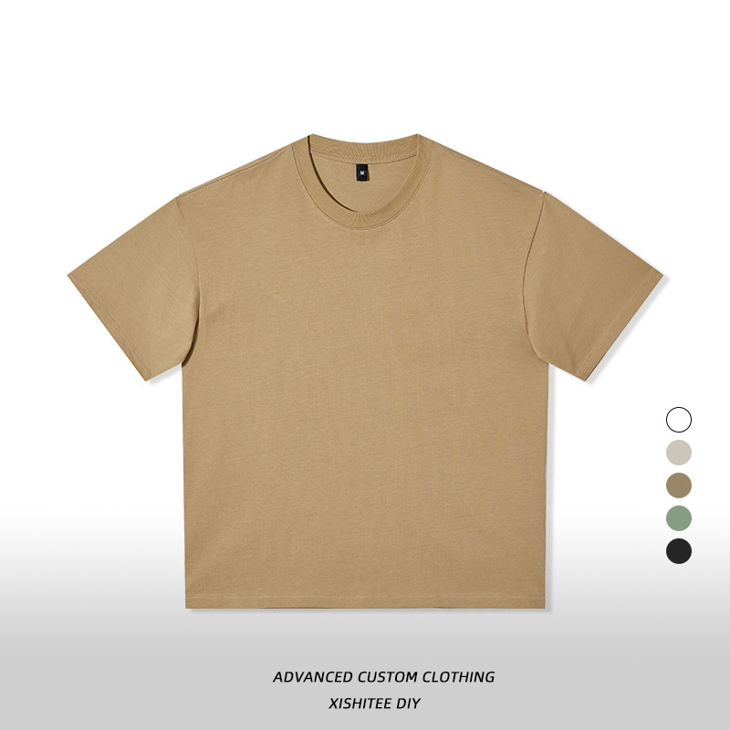 Camiseta blanca de manga corta de algodón puro para hombre, talla europea y americana extragrande de 280 g, personalizada, moderna y fresca para el verano. image 24