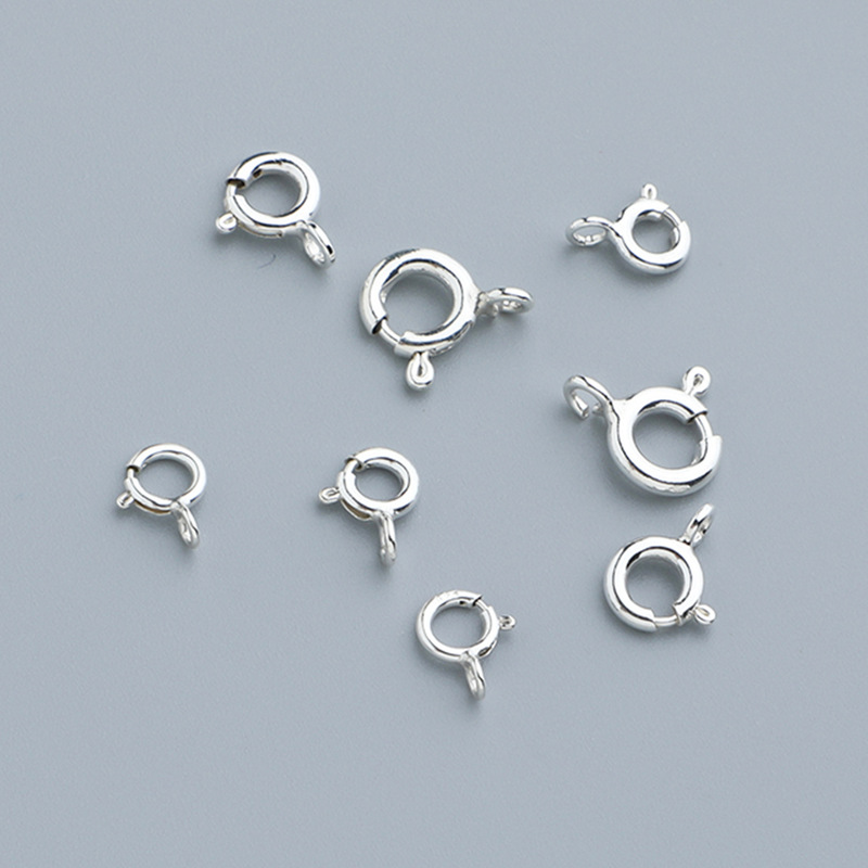 S925 Sterling Silver Spring Buckle Qq Buckle DIY Bracelet Necklace Buckle Plain Silver Buckle Finishing Buckle Jewelry Accessories Material