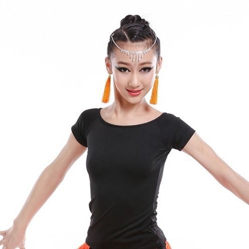 新款少兒兒童女童拉丁舞舞蹈服比賽服練習服裝練功服舞蹈上衣