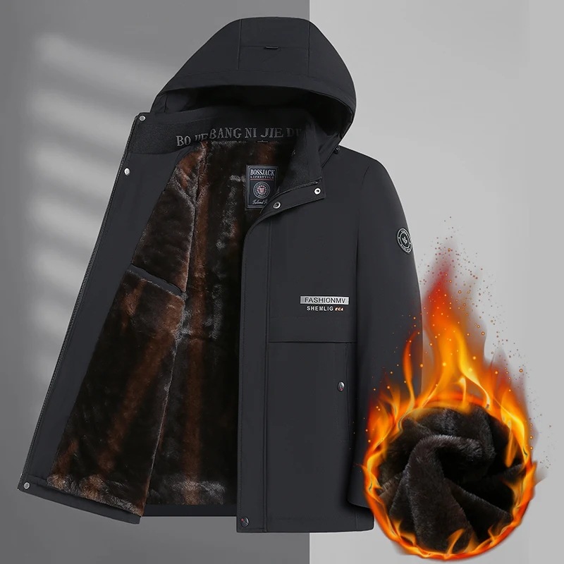 Chaqueta Acolchada de Algodón para Hombre de Poliéster Engrosado para Invierno