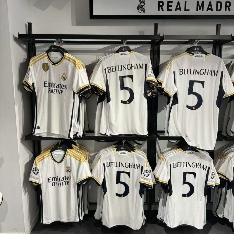 23-24 Real Madrid Home Jersey with Star Number Sports Breathable Quick-Drying Football Training Clothes Men's and Women's Short-Sleeved T-Shirts