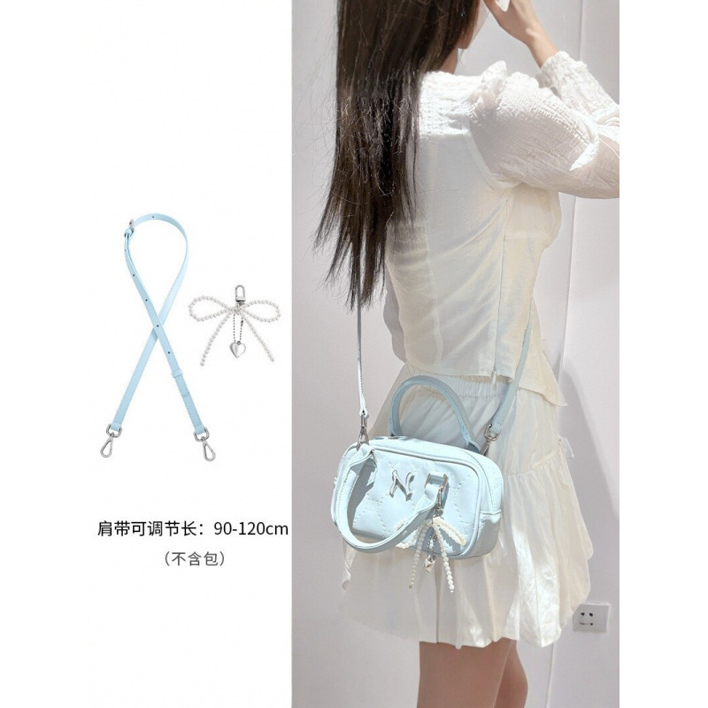 Adjustable No-Punch Strap with Wide Shoulder Strap for Women, Bow Pendant Accessory, Mlb Compatible with Longchamp Crossbody