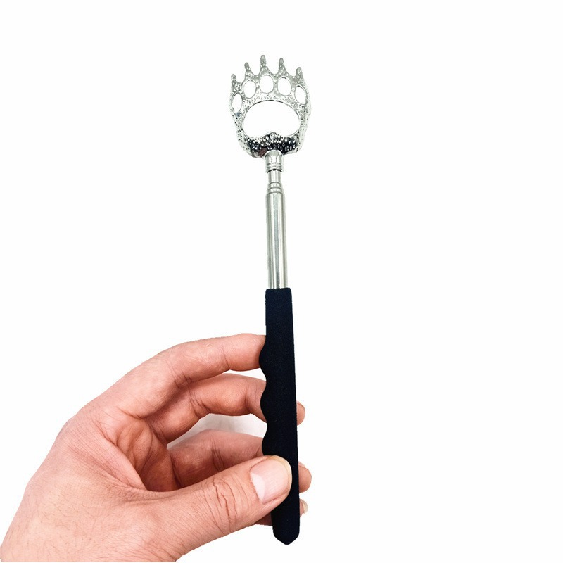 Acero inoxidable de cuatro secciones retráctil oso garra cosquillas metal cosquillas Rake scratcher trasero no pida la música del anciano cosquillas al por mayor