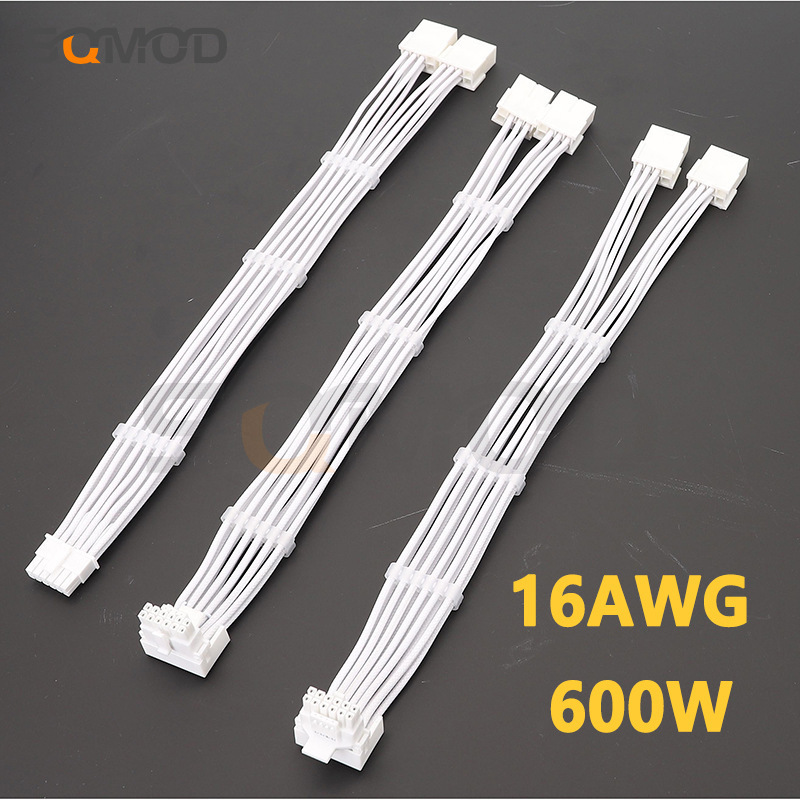 RTX40 series 2x8pin 8PIN to 16Pin 12VHPWR 90 degree elbow new video card cable white RTX40 series 2x8pin 8PIN to 16Pin 12VHPWR 90 degree elbow new video card cable white