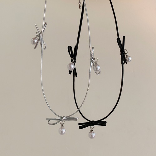 Elegant Butterfly Knot Pearl Aura Style Fashion Necklace Gothic Early Choker from Dongdaemun, South Korea