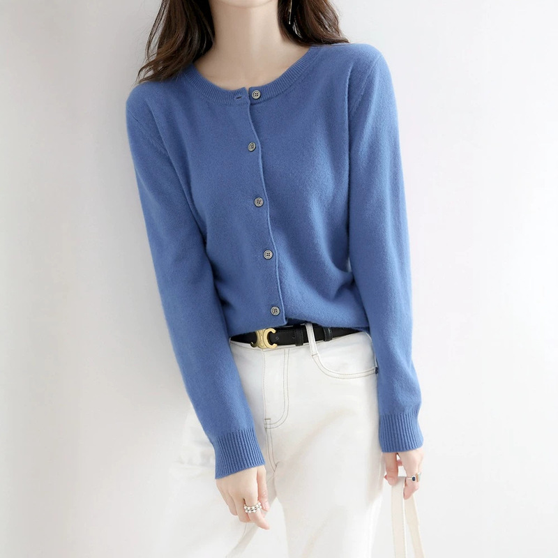 Cross-border wholesale spring, autumn, and winter round-neck cardigans for women, long-sleeve knitwear, plus-size women's tops, versatile jackets, new Cross-border wholesale spring, autumn, and winter round-neck cardigans for women, long-sleeve knitwear, plus-size women's tops, versatile jackets, new