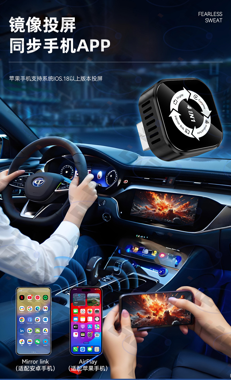Cross-Border Smart Car-Machine Connectivity Four-In-One Screen Mirroring Carplay Module Reverse Control Wireless Carplay Box