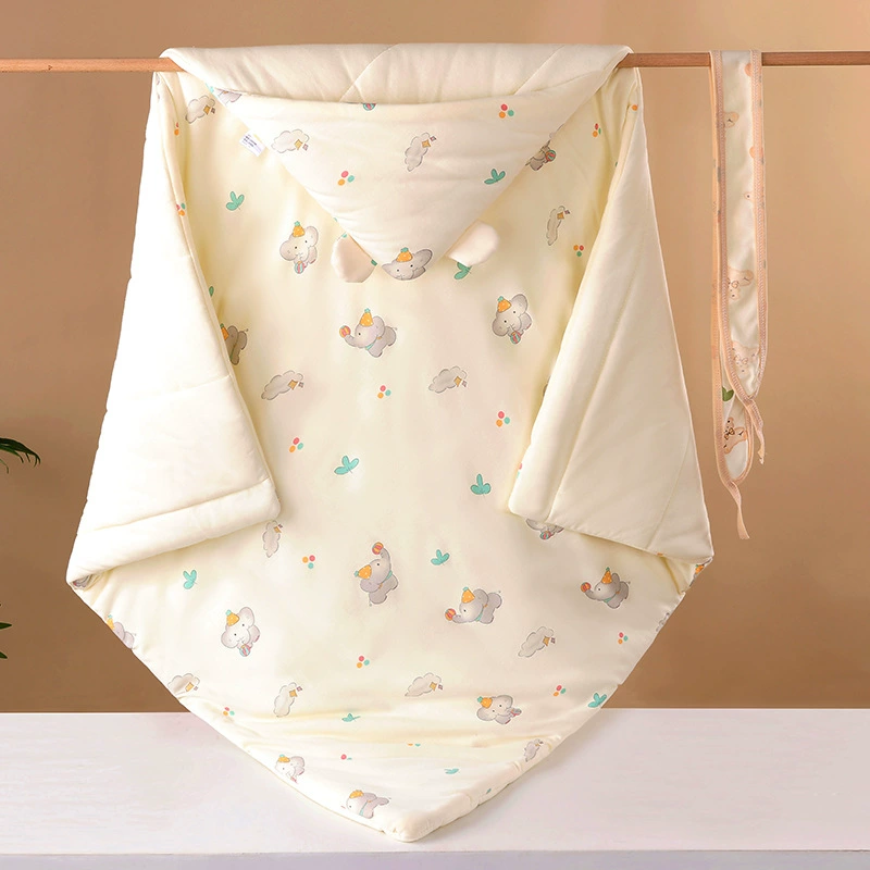 Милое хлопковое вязаное одеяло для новорожденных с героями мультфильмов, утепленное теплое одеяло для зимних прогулок, детские принадлежности для родильного отделения