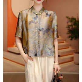 2025夏季衬衫显瘦开衫设计感休闲宽松遮肉中袖上衣时尚