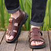 Sandals, leather beach footwear, slide, non-slip slippers platform