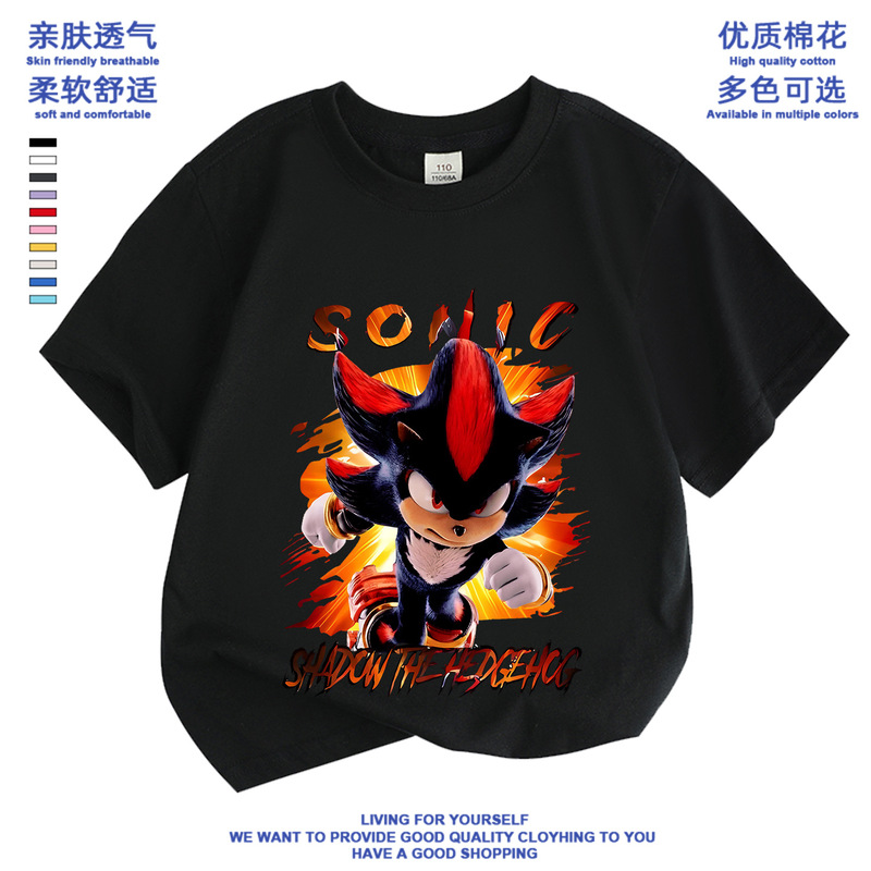 New Style Casual Round-Neck Tops for Boys and Girls, Summer Cartoon Anime Sonic the Hedgehog Versatile Short-Sleeved T-Shirts New Style Casual Round-Neck Tops for Boys and Girls, Summer Cartoon Anime Sonic the Hedgehog Versatile Short-Sleeved T-Shirts