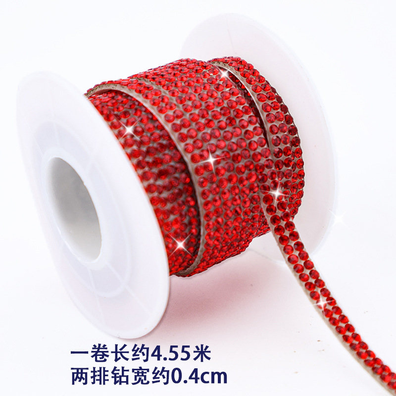 Tiras de diamantes de imitación de doble fila al por mayor con adhesivo, pegatinas de diamantes autoadhesivas, accesorios de ropa DIY, tiras de diamantes de imitación, accesorios de cristal, pegatinas de diamantes