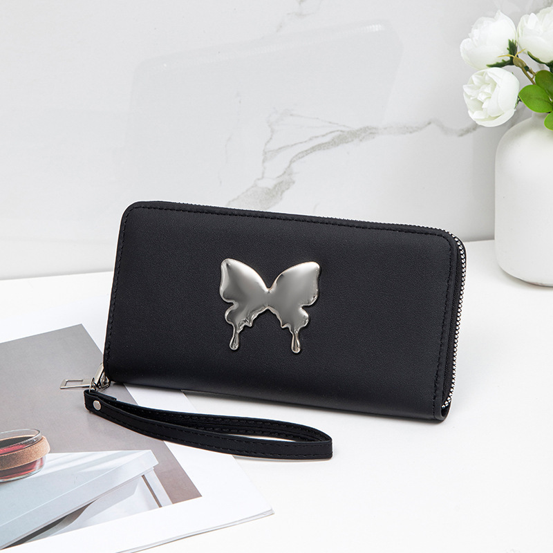 Nicho coreano 2024 mariposa metálica decoración PU material compacto exquisito lindo bolso de mano de mujer