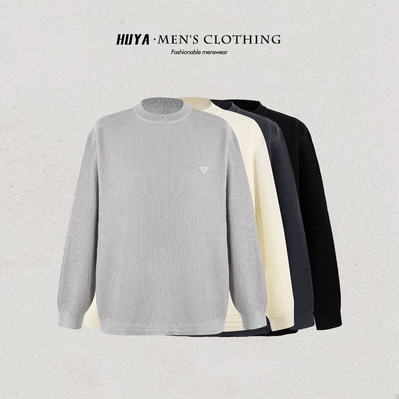 Tiger Tooth Brothers Autumn Men's Sweater Versatile Simple Inverted Triangle Logo Casual Warm Knitted Sweater Men M9007