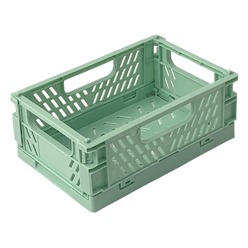 Foldable Storage Basket Desktop Snack and Miscellaneous Items Organizer Basket Manufacturer Wholesale Cross-Border Household Kitchen Plastic Folding Basket