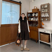 实拍2025年秋冬季新款韩版ins气质加厚打底衫+背心裙女装 分开拍